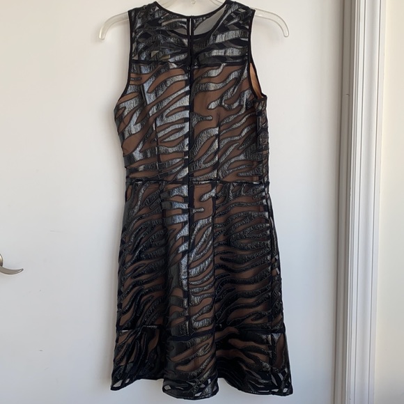 NWT Michael Kors Faux Leather Appliquéd Mesh Dress - Picture 5 of 11